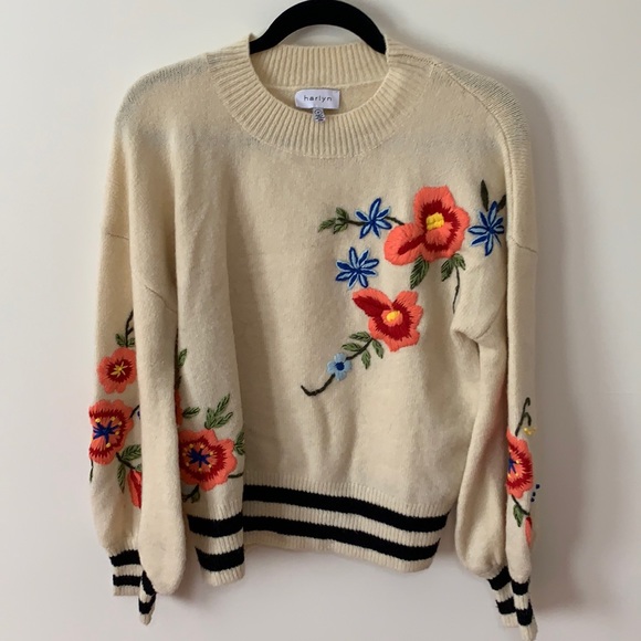 Anthropologie Floral Sweater 